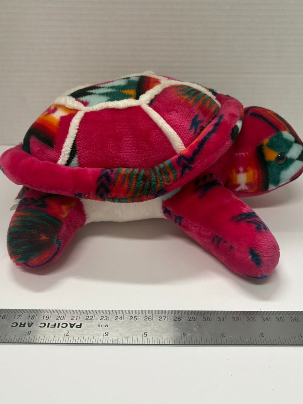 Southwestern Geometric Plush Turtle Stuffed Animal Fuschia Tribal Pattern 12" - Picture 5 of 6